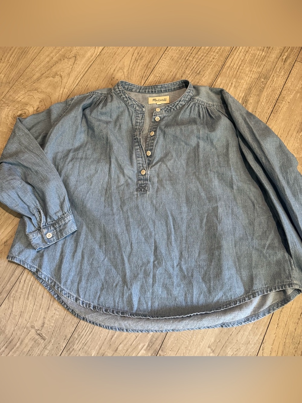 Madewell Light Blue Chambray Denim Henley Top